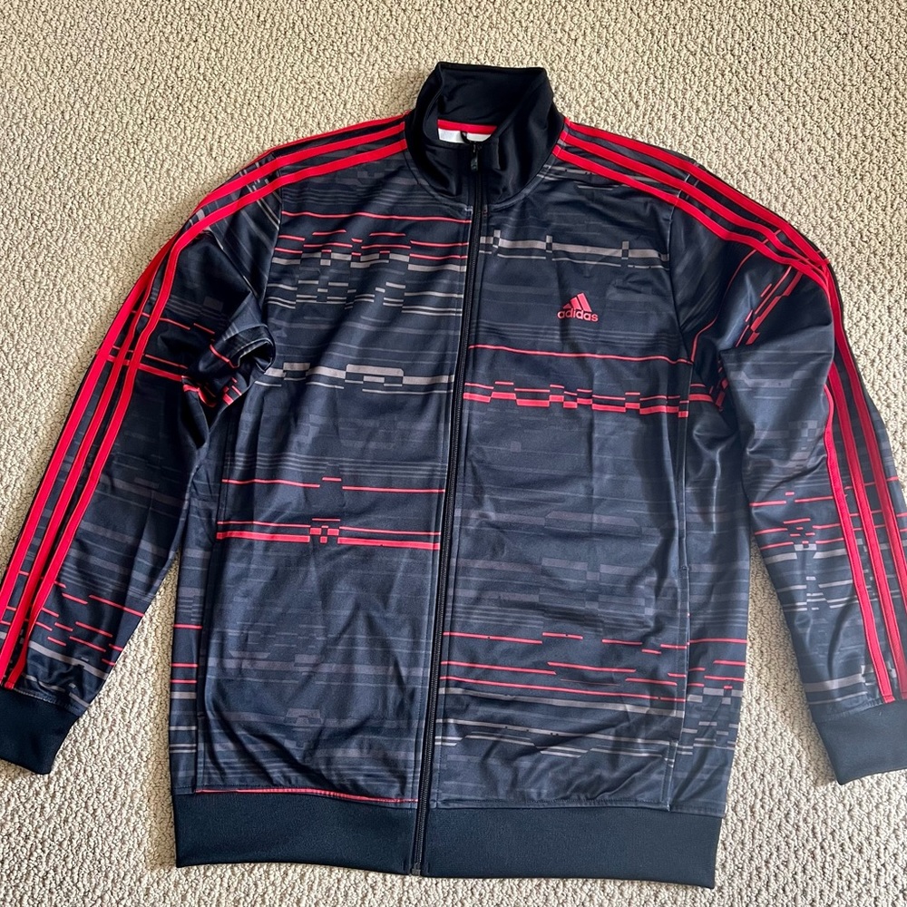 Adidas Black and Red Full Zip Track Jacket